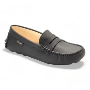 2582 - Black with Beige Sole Sahara Leather Soft Loafer for Girl by London Kids