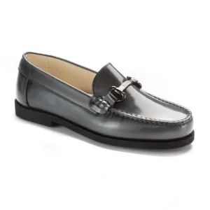 2594 - Gray Polished Leather Hard Loafer for Girl/Boy by London Kids