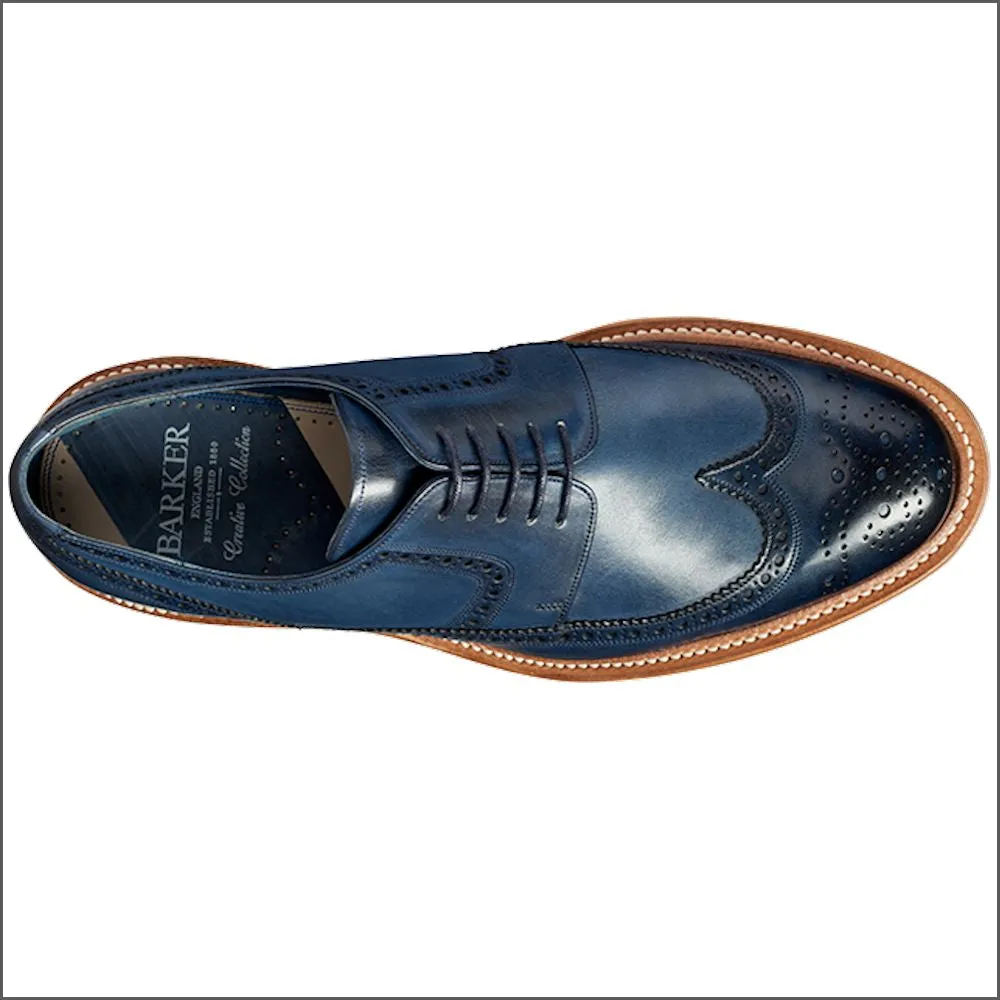 Barker Bailey Navy Hand Painted Derby Wingtip Brogue=