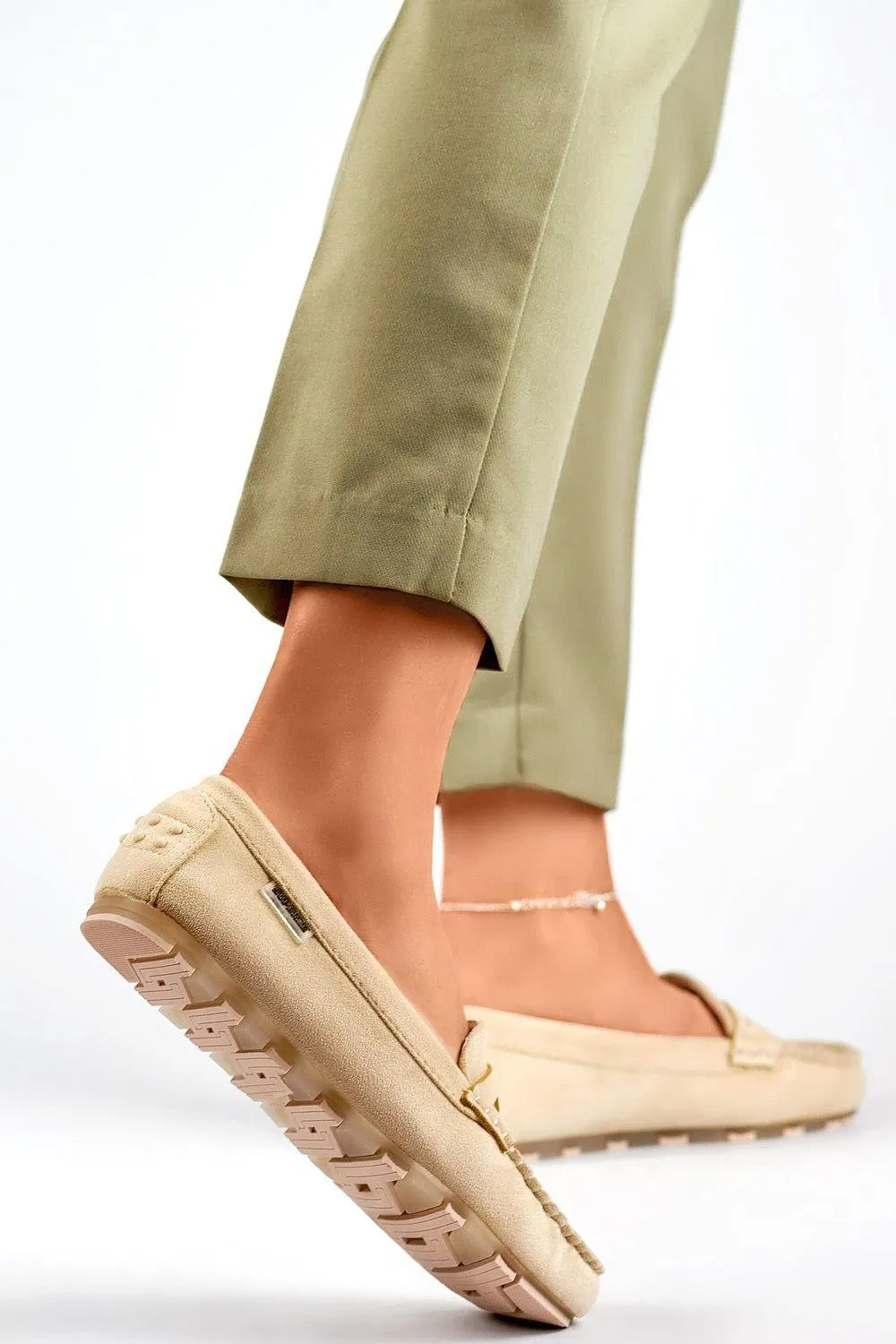 Beige Eco Leather Moccasins - Casual Luxury for the Modern Woman