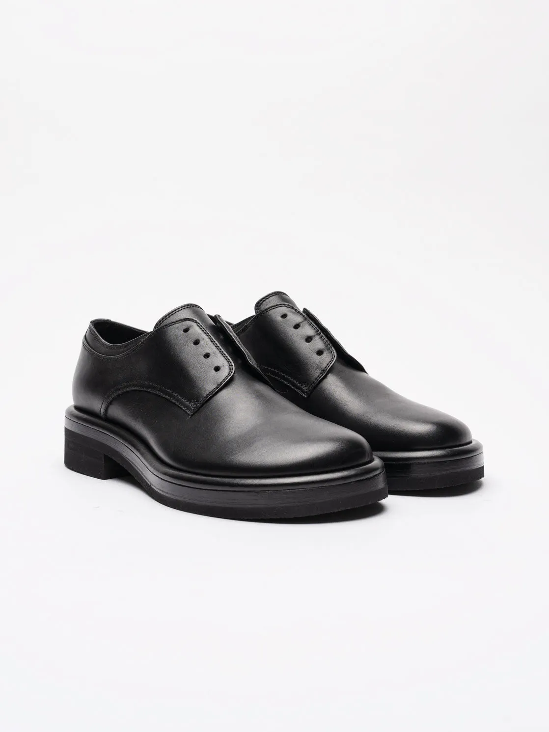 Black Leather Derby Shoes