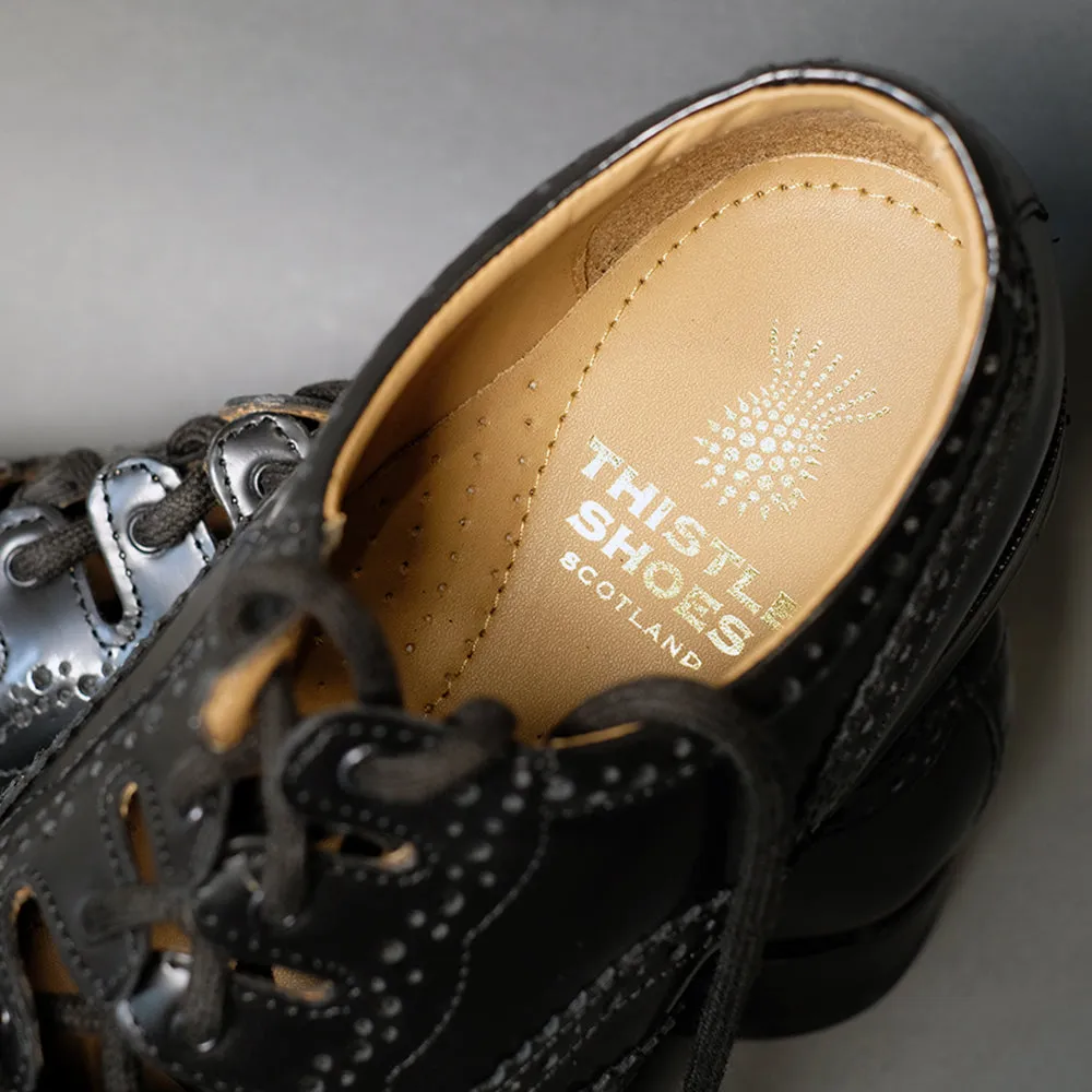 Black Leather Ghillie Brogues