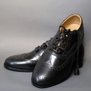 Black Leather Ghillie Brogues