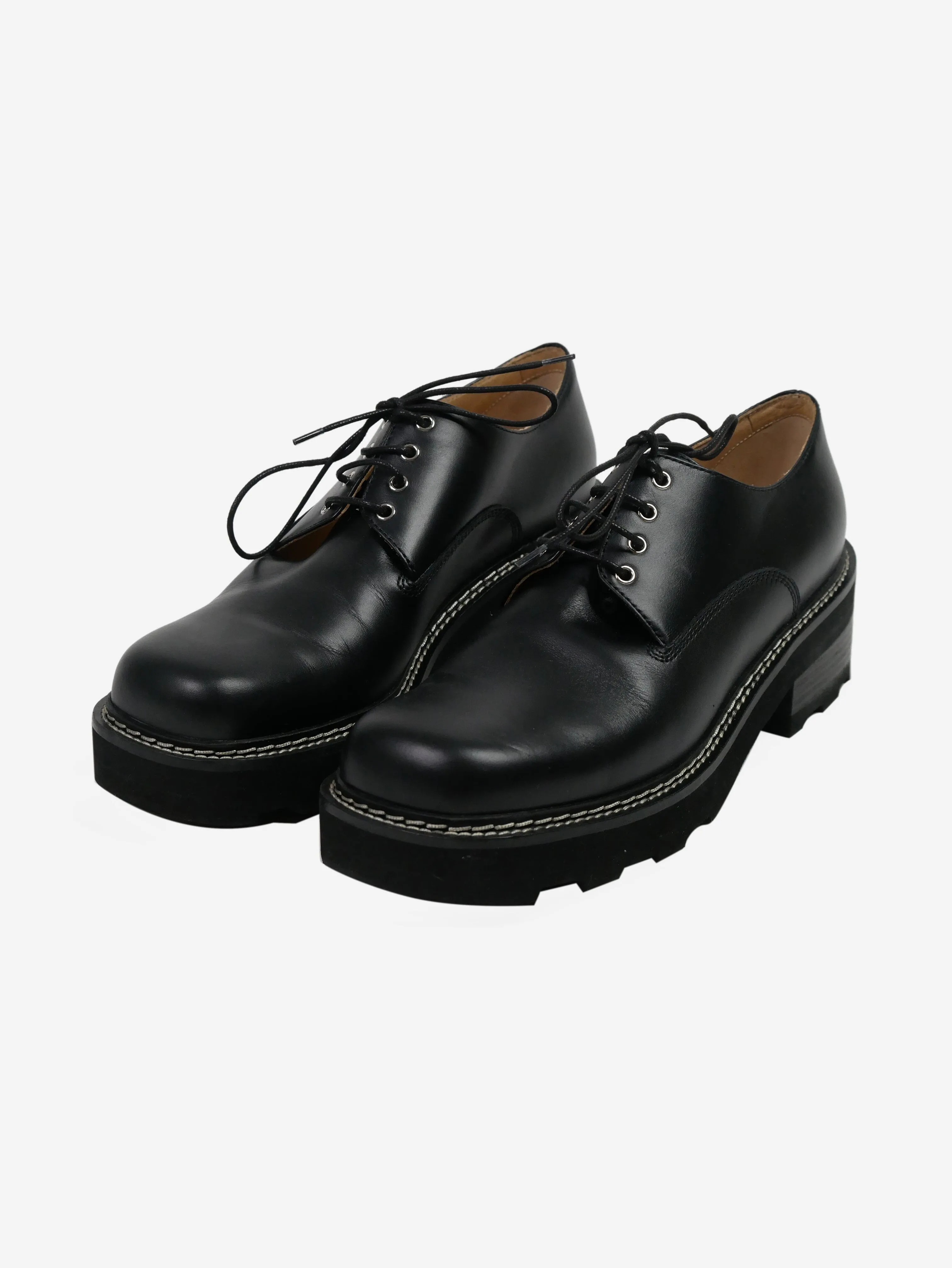 Black Tara Derby leather platform shoes - size EU 40