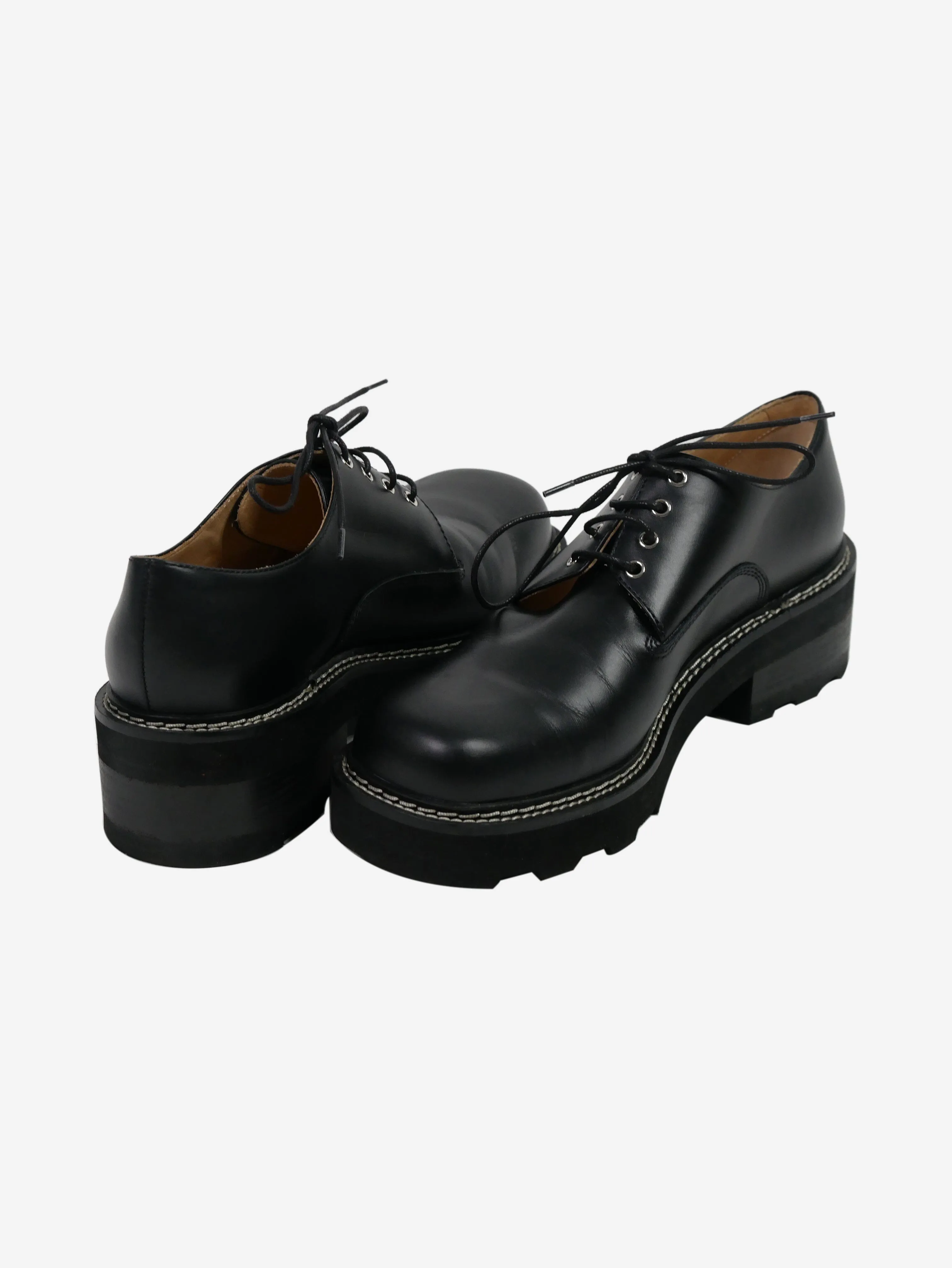 Black Tara Derby leather platform shoes - size EU 40