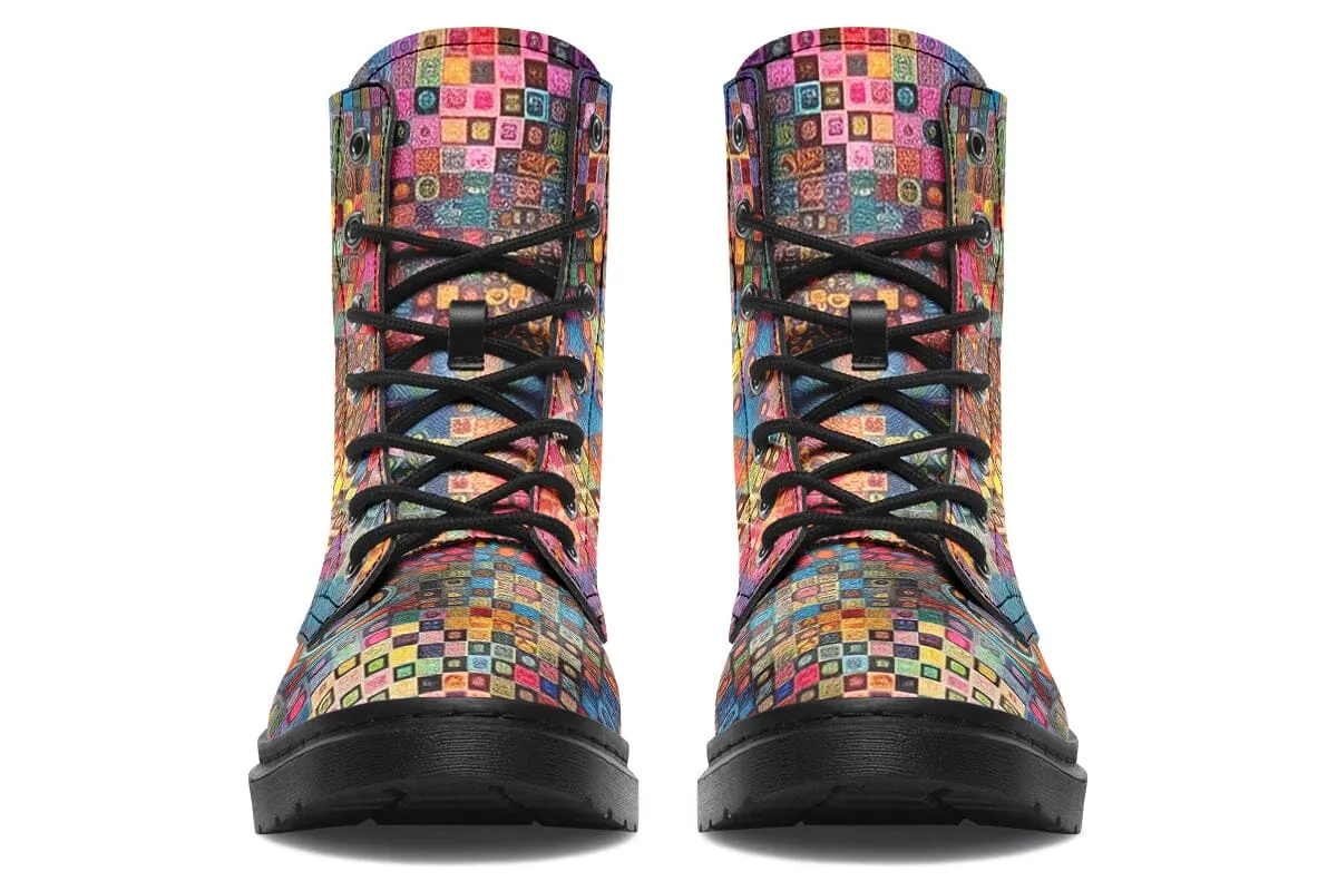 Blotter Patch Fuzz Combat Boots