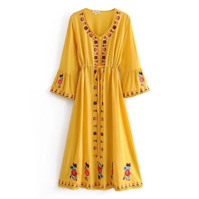 Bohemia Vibes Embroidery Flower Dress