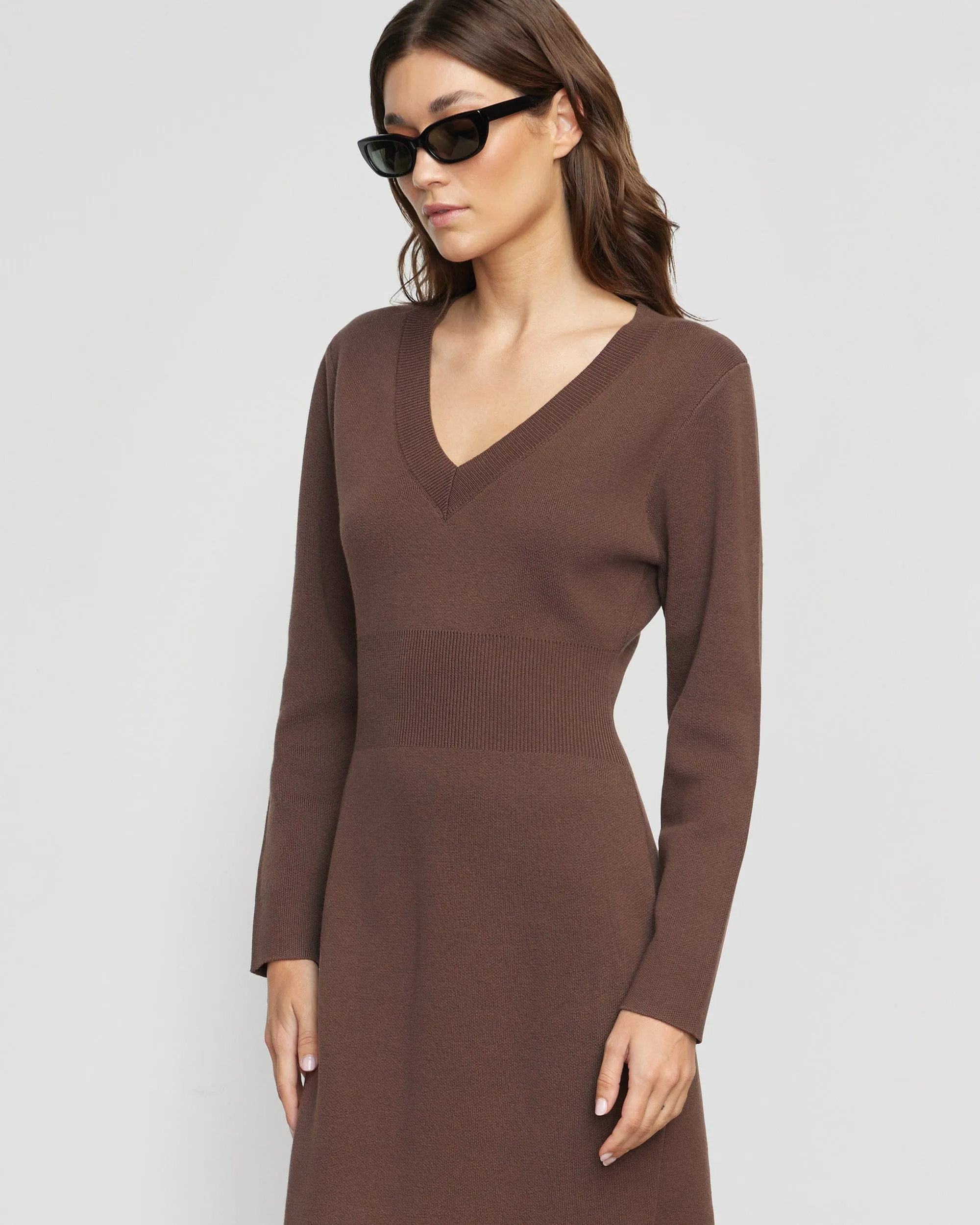 Bora Off-Shoulder V-Neck Sweater Dress