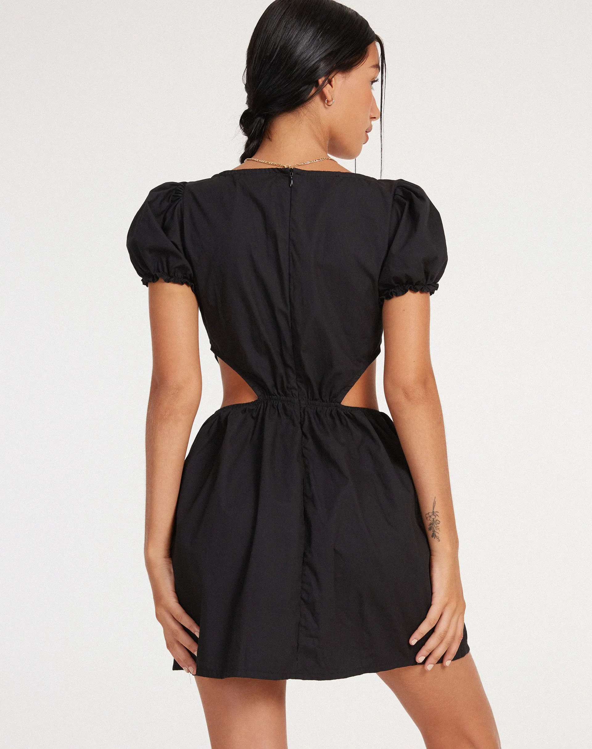 Brynlie Mini Dress in Poplin Black