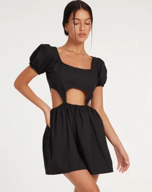 Brynlie Mini Dress in Poplin Black