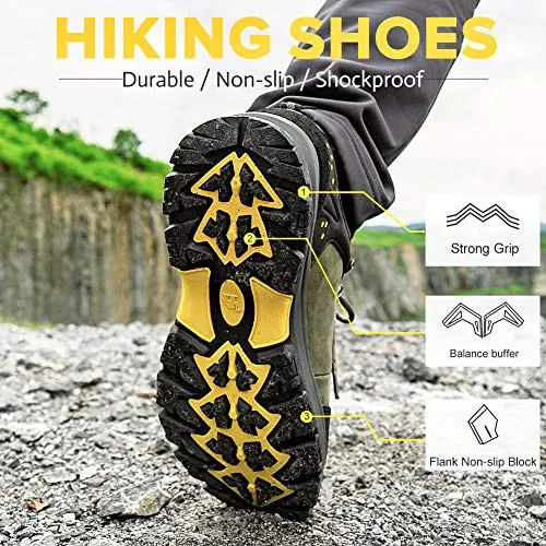 CAMEL CROWN Men's Hiking Shoes Low Top Trekking Boots Non-Slip Walking Sneakers for Outdoor Work Trail Casual(Grey,12)