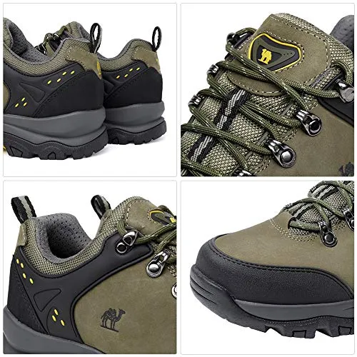 CAMEL CROWN Men's Hiking Shoes Low Top Trekking Boots Non-Slip Walking Sneakers for Outdoor Work Trail Casual(Grey,12)