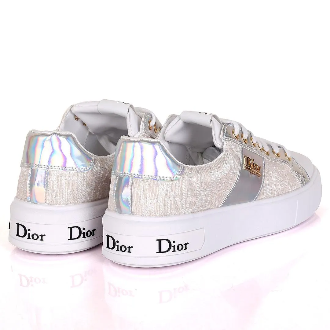 Christ Dio Logo Crested Designed White Sole Lace Up Sneakers