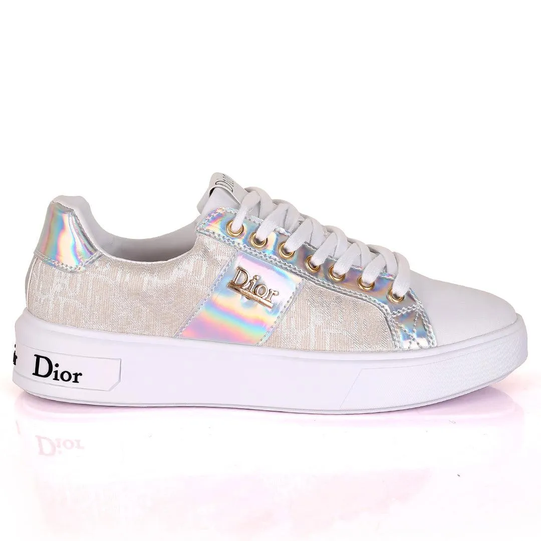 Christ Dio Logo Crested Designed White Sole Lace Up Sneakers