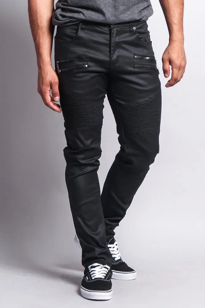 Coated Biker Jeans