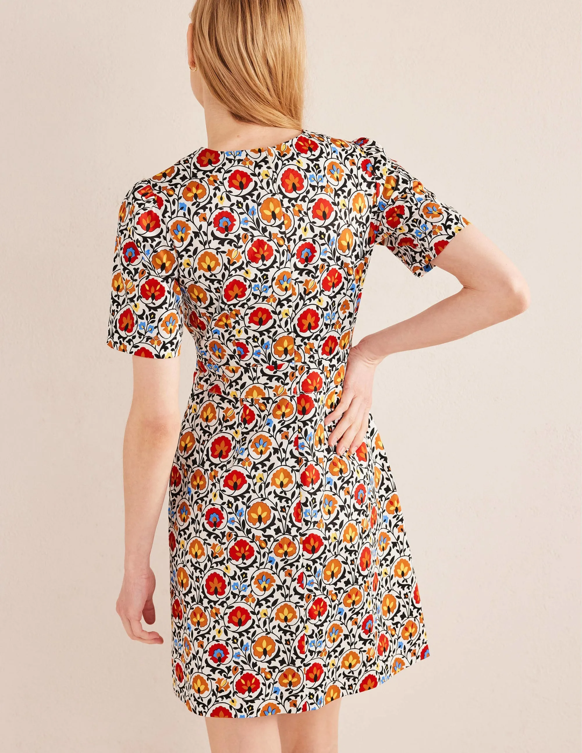 Cotton Mini Shift Dress-Multi, Enchanting Bloom