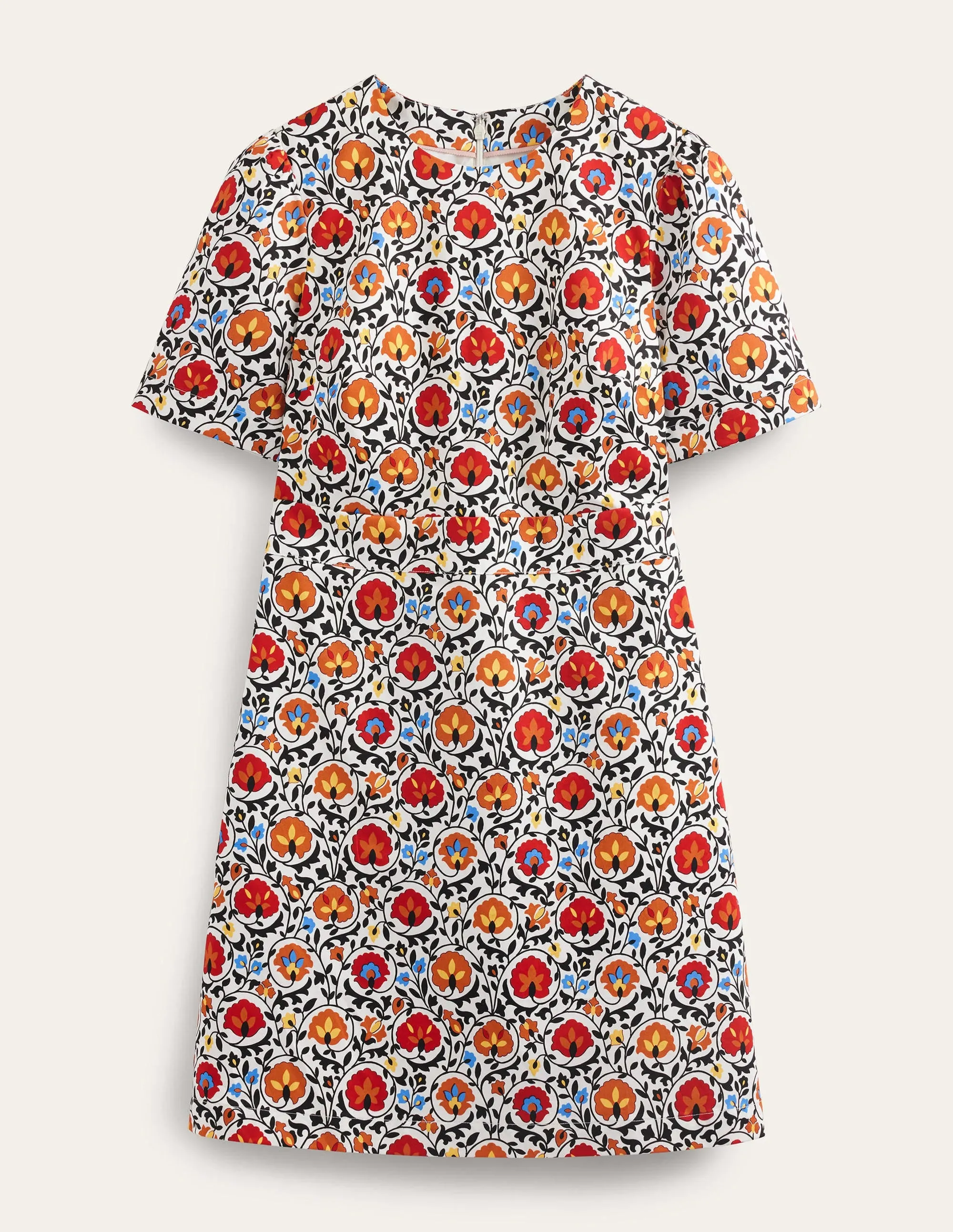 Cotton Mini Shift Dress-Multi, Enchanting Bloom