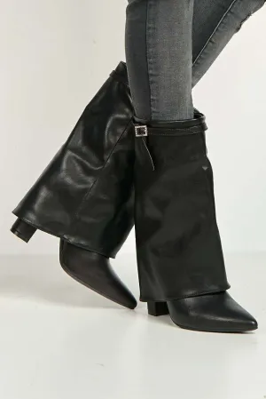 Dalia Pointed Toe Diamante Ankle Boots in Black