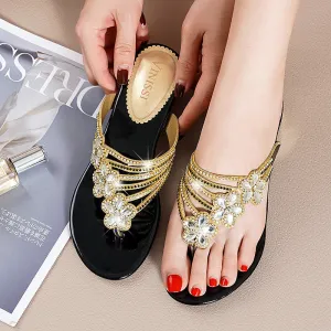 Dazzling Crystal Evening Flip Flops for Women