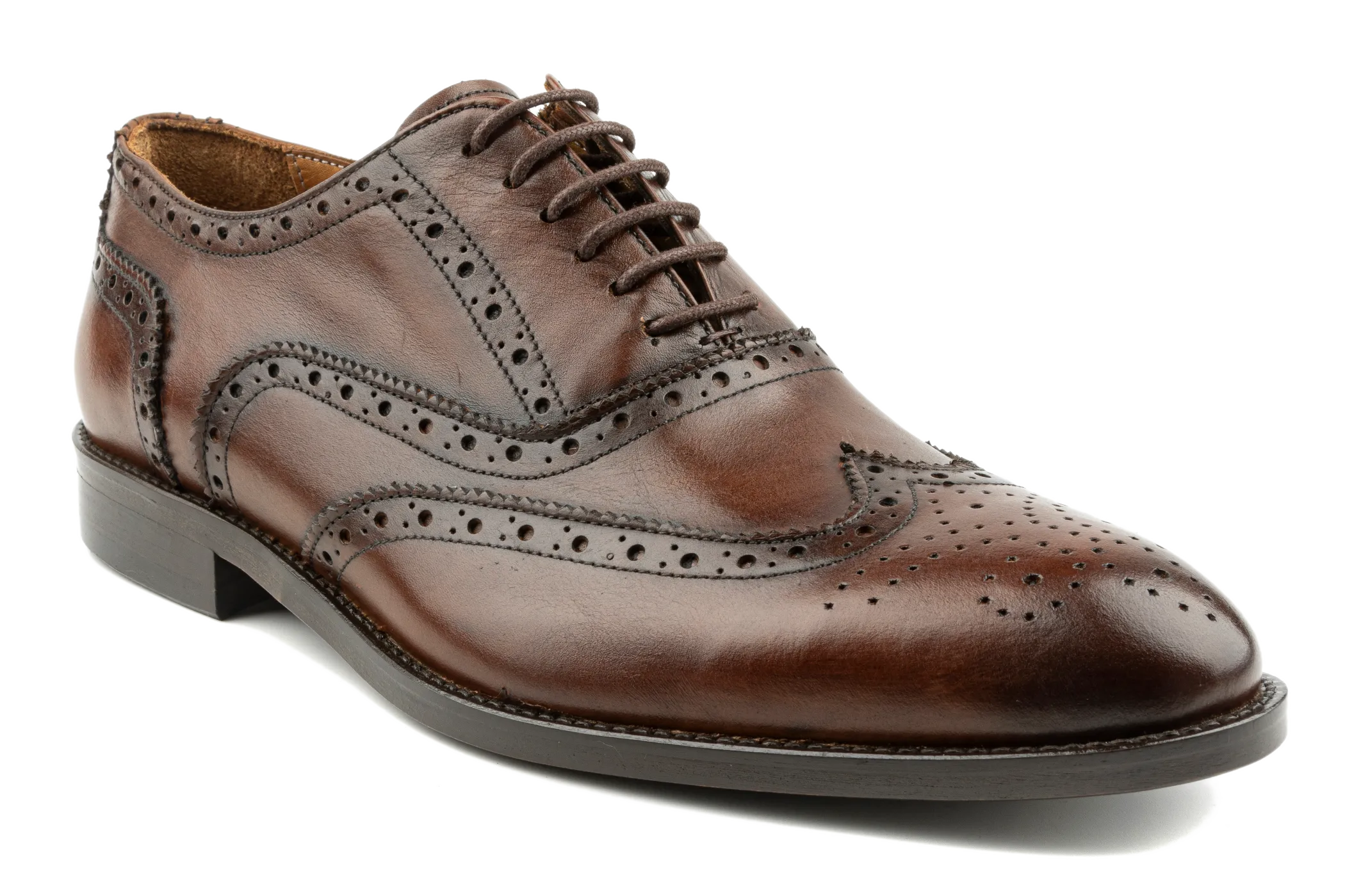 Debbano Chi Classic Wingtip Shoes, Men's Tan Oxford Shoes, Crust Leather Oxford Shoes, Winged Tip Dress Shoes, Oxford Brogues for Men