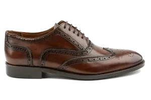 Debbano Chi Classic Wingtip Shoes, Men's Tan Oxford Shoes, Crust Leather Oxford Shoes, Winged Tip Dress Shoes, Oxford Brogues for Men