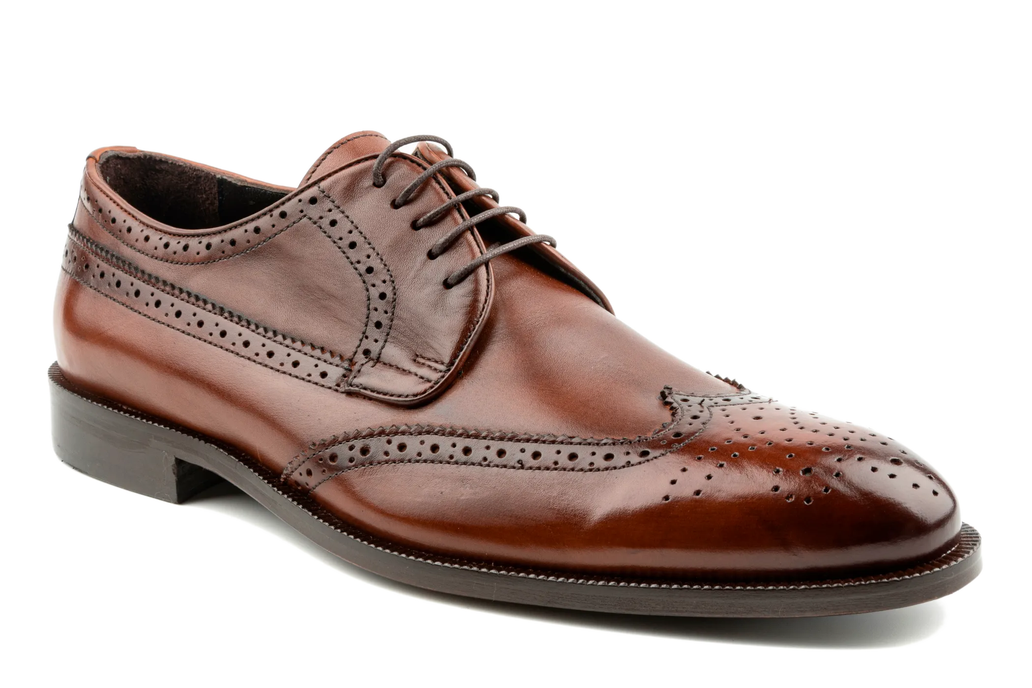 Debbano Koi Tan Derby Shoes, Wingtip & Brogued Full Grain Leather Men's Derby Shoes, Men's Suit Shoes, Best Derby Shoes