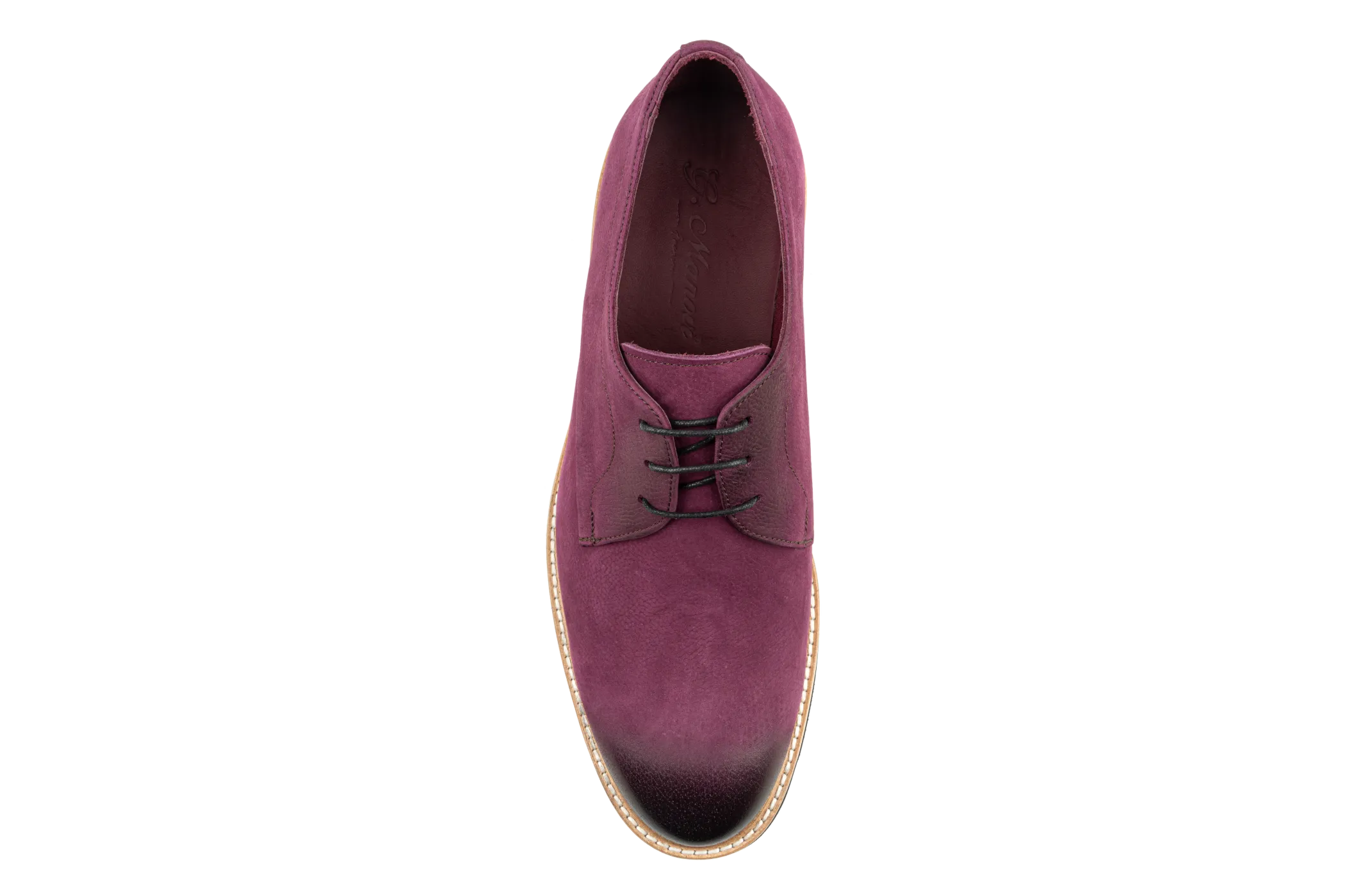 Debbano Raj Nubuck Leather Men's Derby Shoes, Derby Sneakers Plain Toe Derby with Cap Toe Effect, Derby Lace-Up, Burgundy Derby Shoes, Casual Must Have