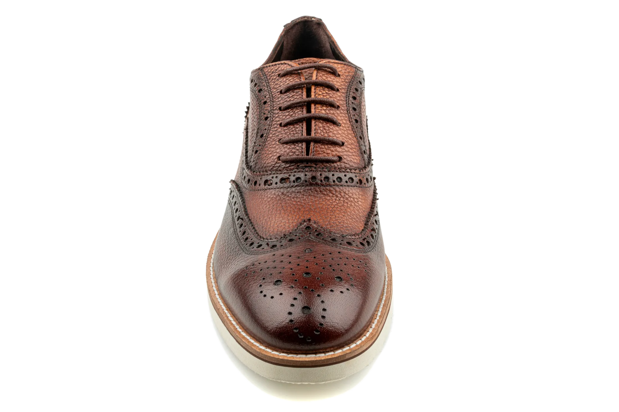 Debbano Tai Oxford Dress Sneakers, Full Grain Leather & Semi Brogue Detailed Men's Dress Shoes That Feel Like Sneakers, Wingtip Brown Oxford Shoes