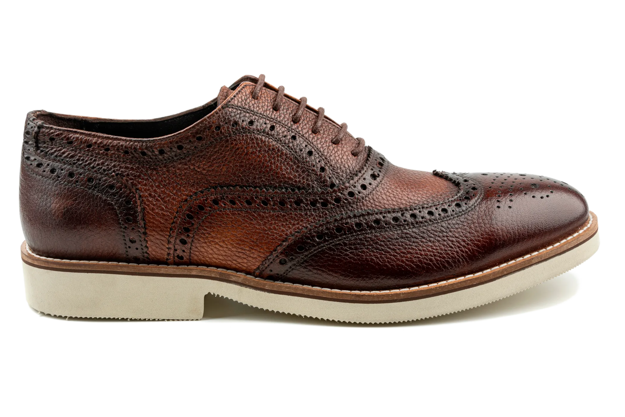 Debbano Tai Oxford Dress Sneakers, Full Grain Leather & Semi Brogue Detailed Men's Dress Shoes That Feel Like Sneakers, Wingtip Brown Oxford Shoes