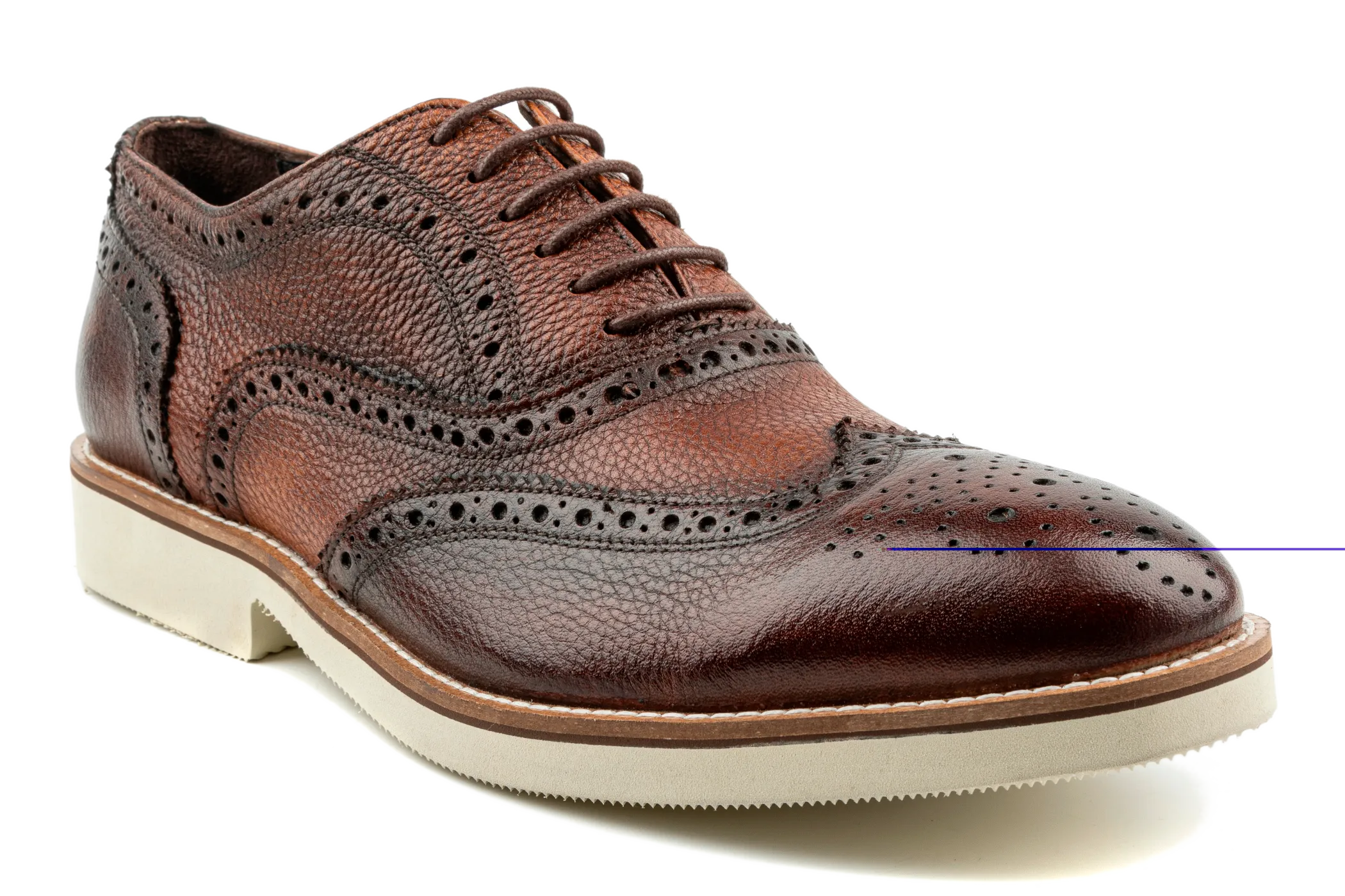 Debbano Tai Oxford Dress Sneakers, Full Grain Leather & Semi Brogue Detailed Men's Dress Shoes That Feel Like Sneakers, Wingtip Brown Oxford Shoes