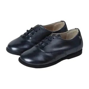 Derby - Navy Polished Leather Lace for Girl by Manuela de Juan