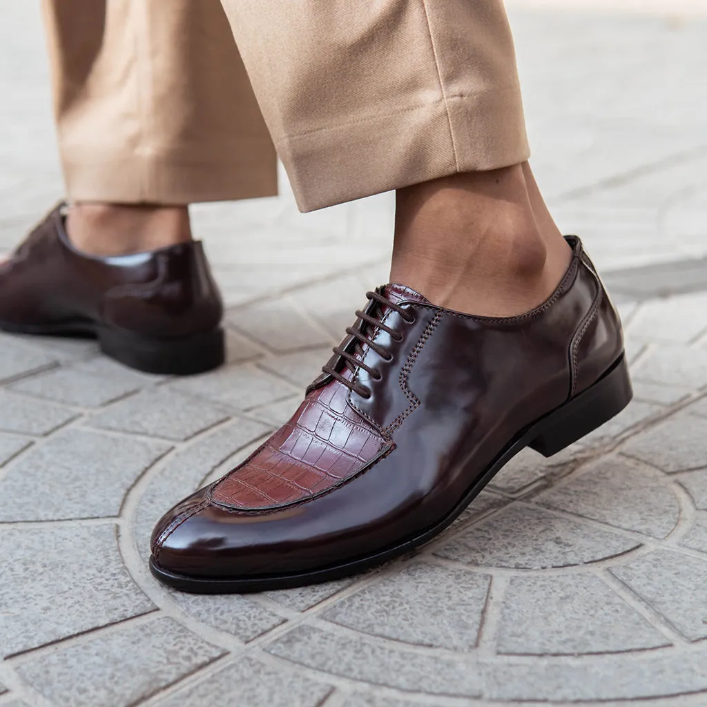 DERBY SHOES WITH CROCO DETAIL