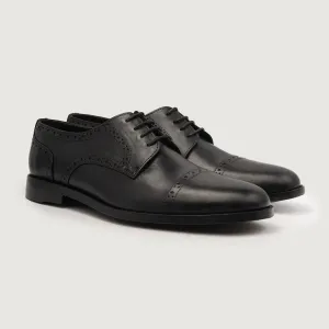 Dirk Brogues Derby Black Leather Shoes