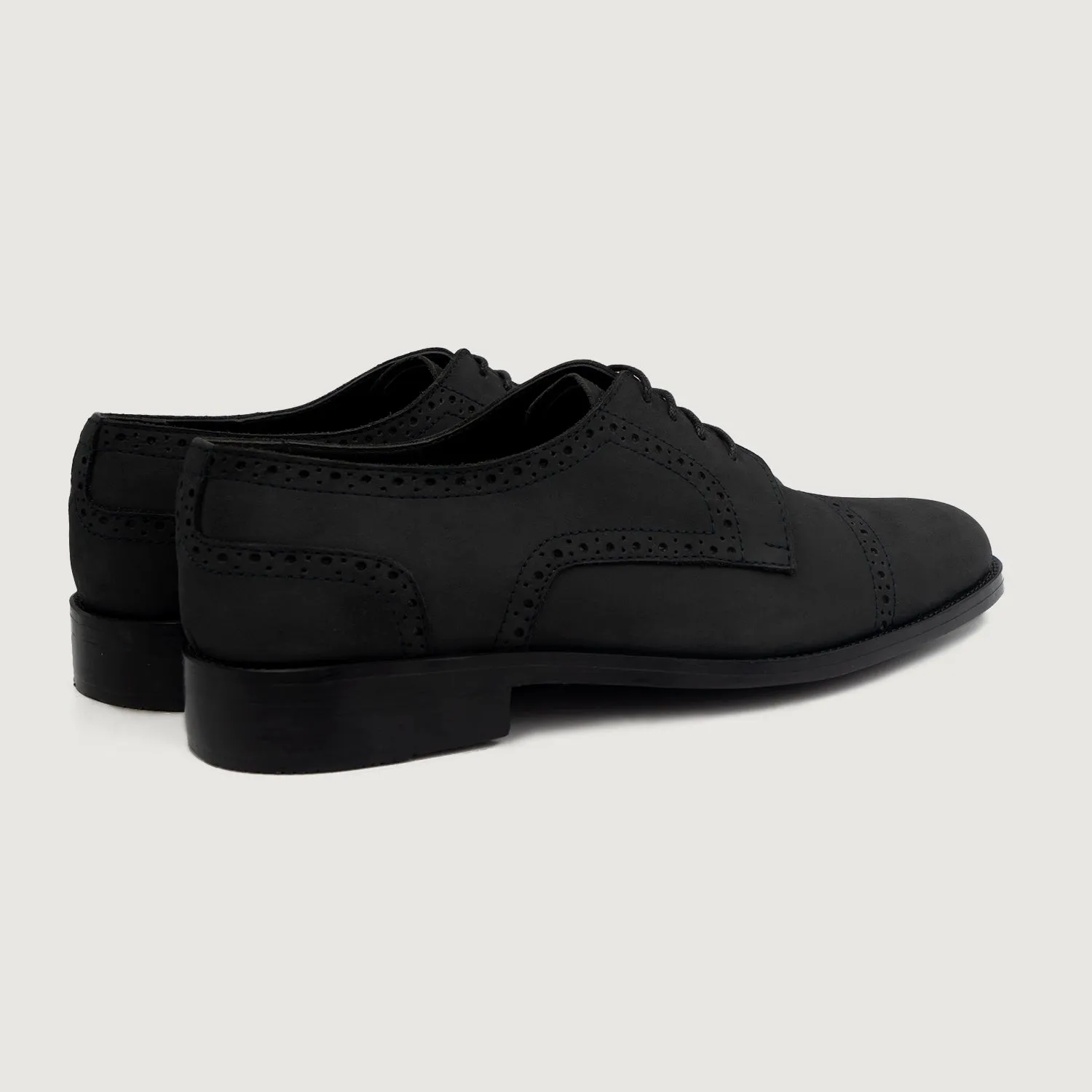 Dirk Brogues Derby Black Nubuck Leather Shoes