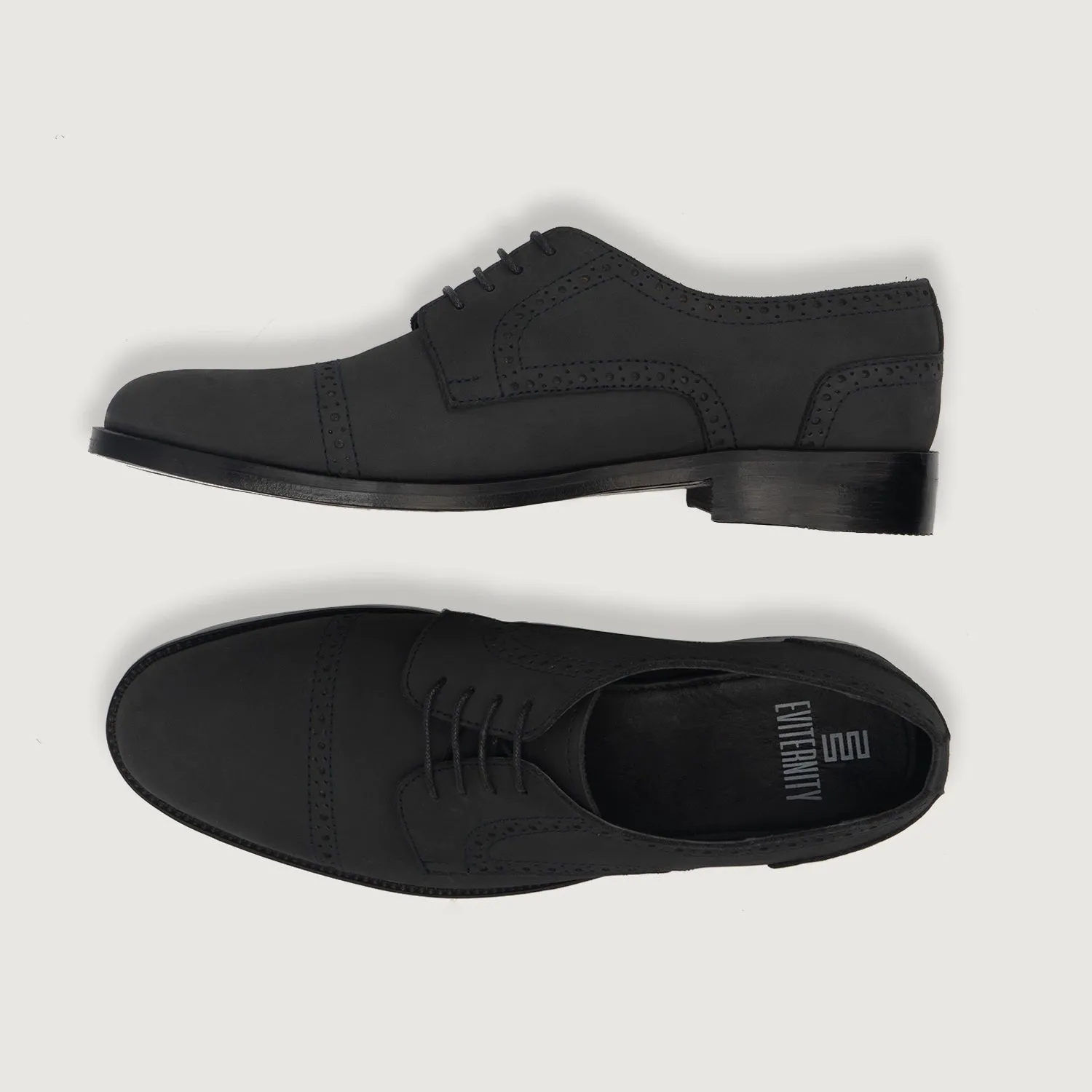 Dirk Brogues Derby Black Nubuck Leather Shoes