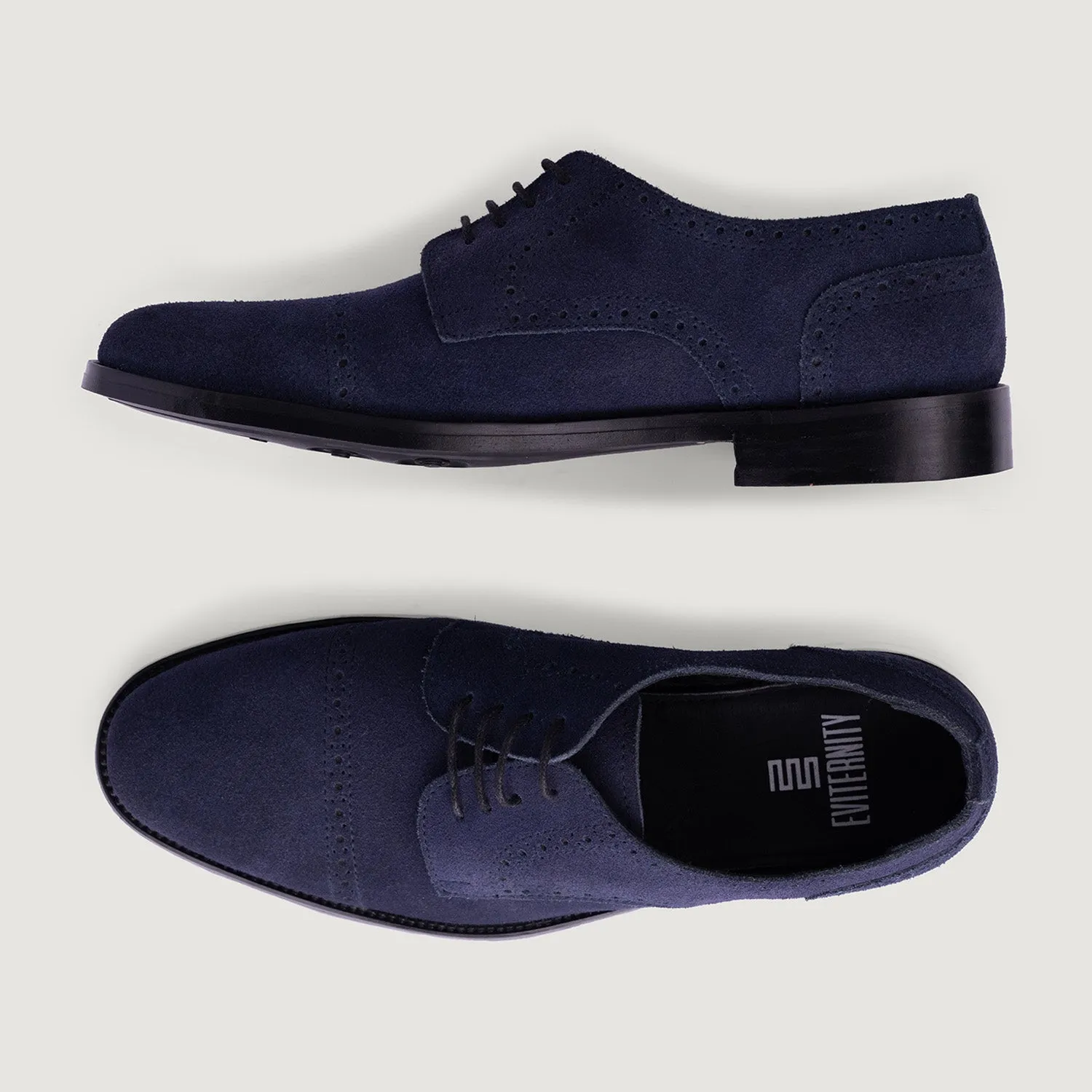 Dirk Brogues Derby Blue Suede Leather Shoes - StudGuard