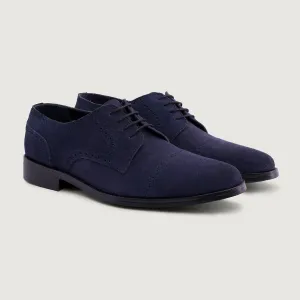 Dirk Brogues Derby Blue Suede Leather Shoes - StudGuard