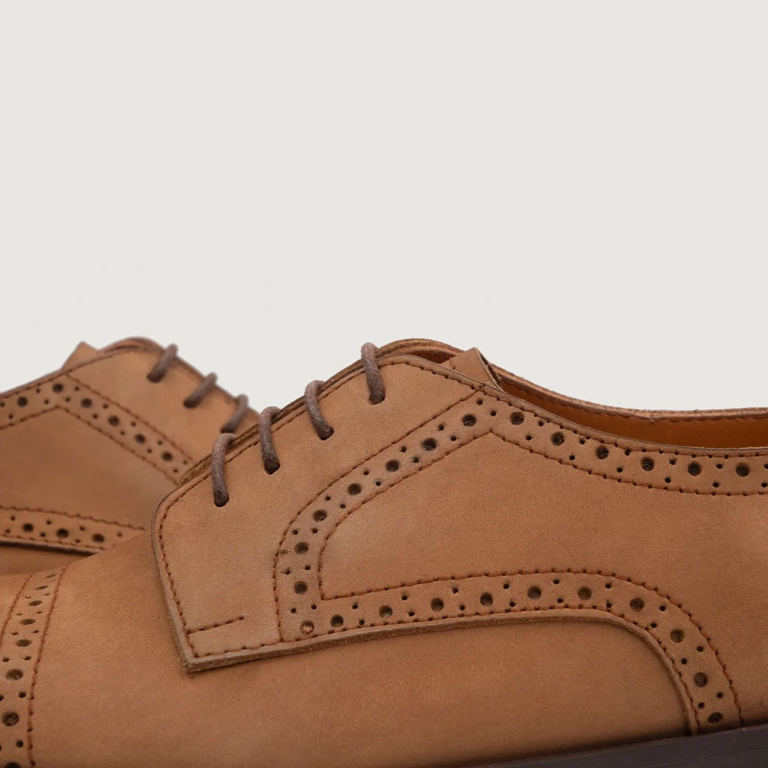 Dirk Brogues Derby Brown Nubuck Leather Shoes