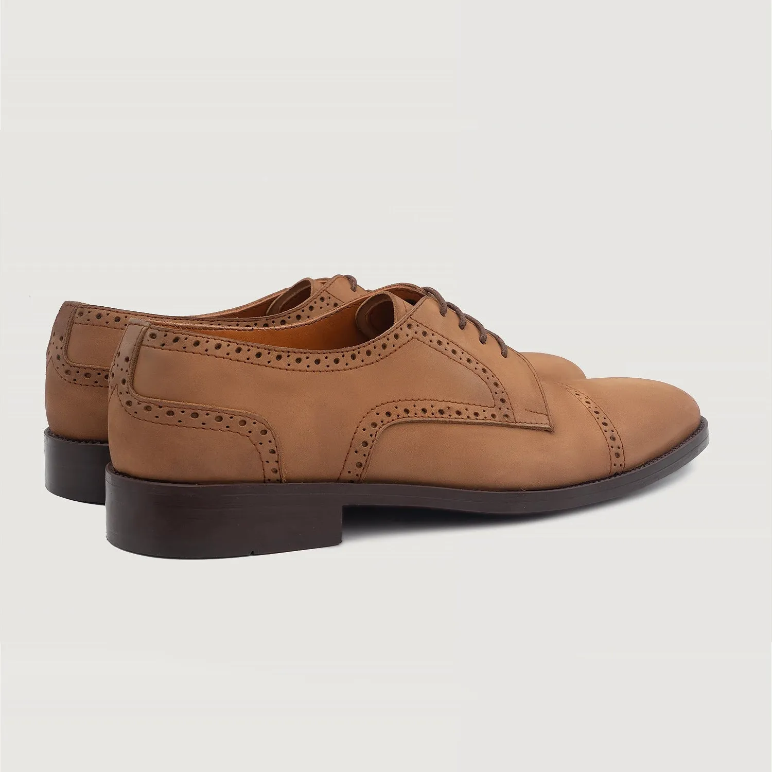 Dirk Brogues Derby Brown Nubuck Leather Shoes