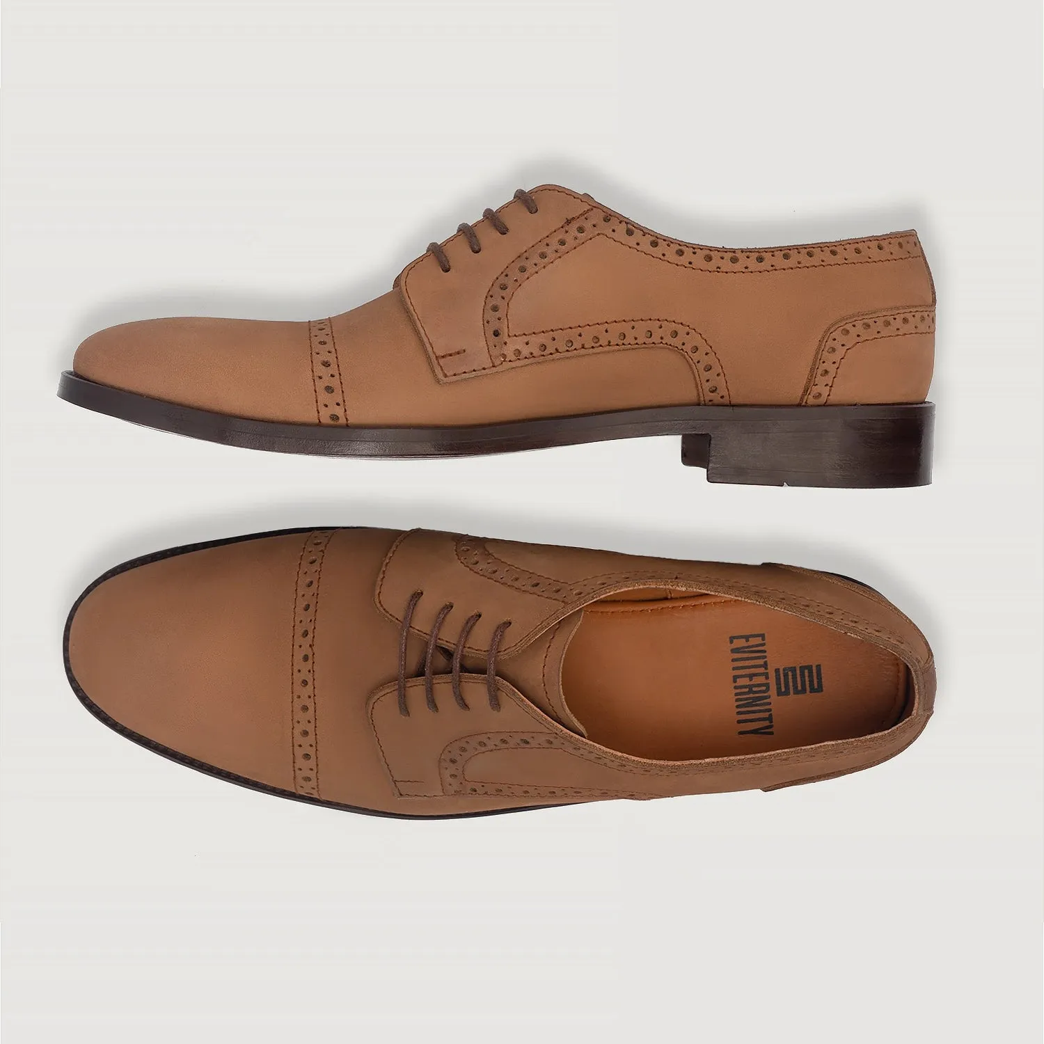 Dirk Brogues Derby Brown Nubuck Leather Shoes