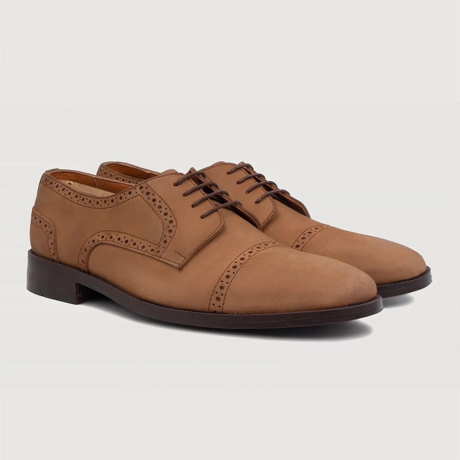 Dirk Brogues Derby Brown Nubuck Leather Shoes