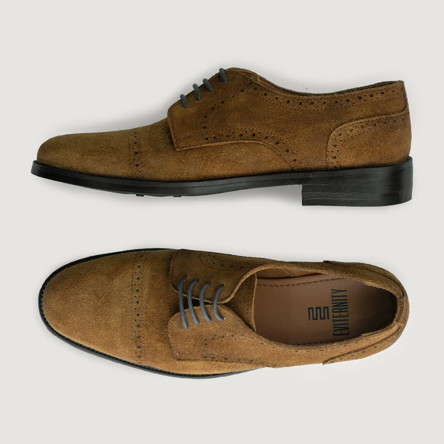 Dirk Brogues Derby Brown Suede Leather Shoes - StudGuard