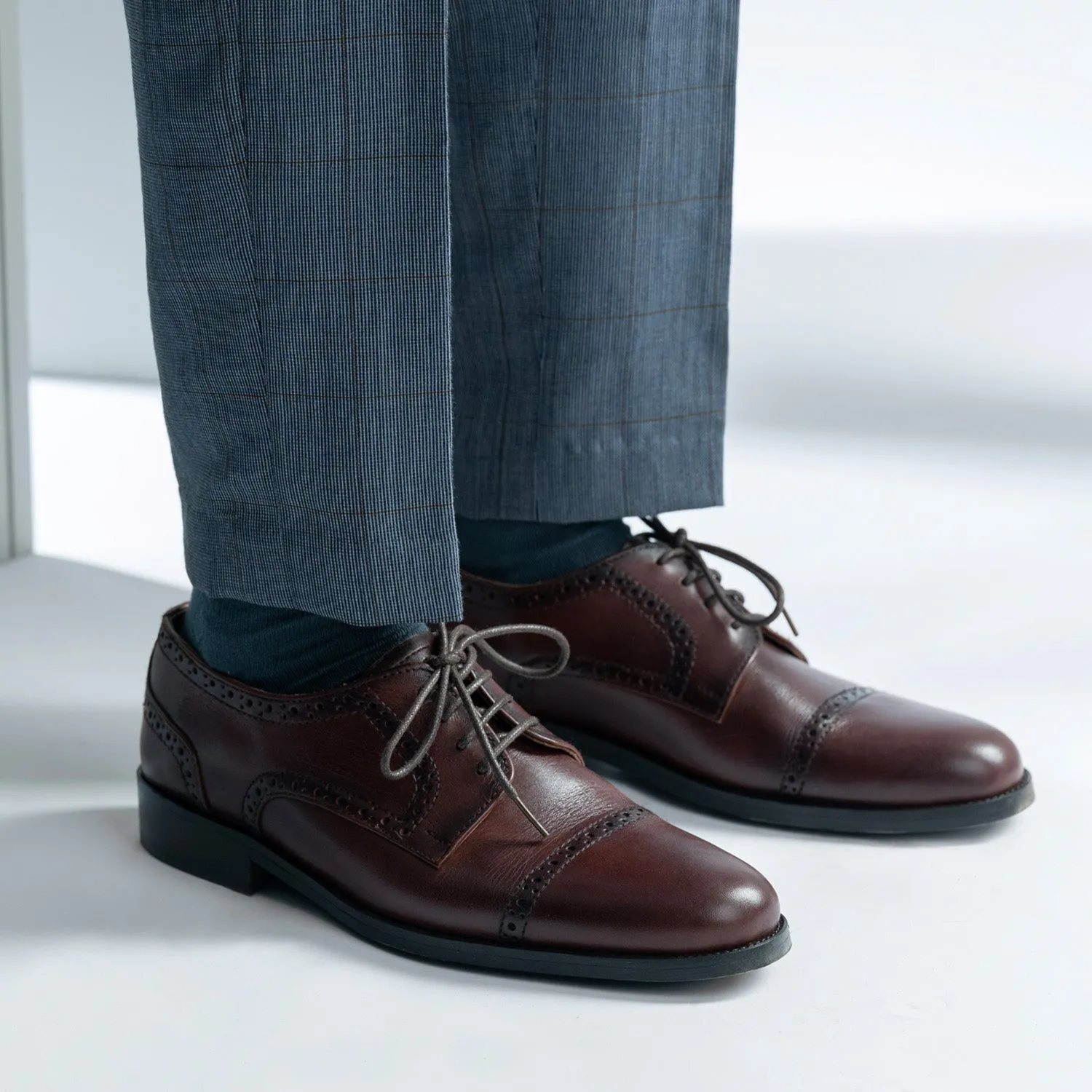 Dirk Brogues Derby Burnished Brown Leather Shoes