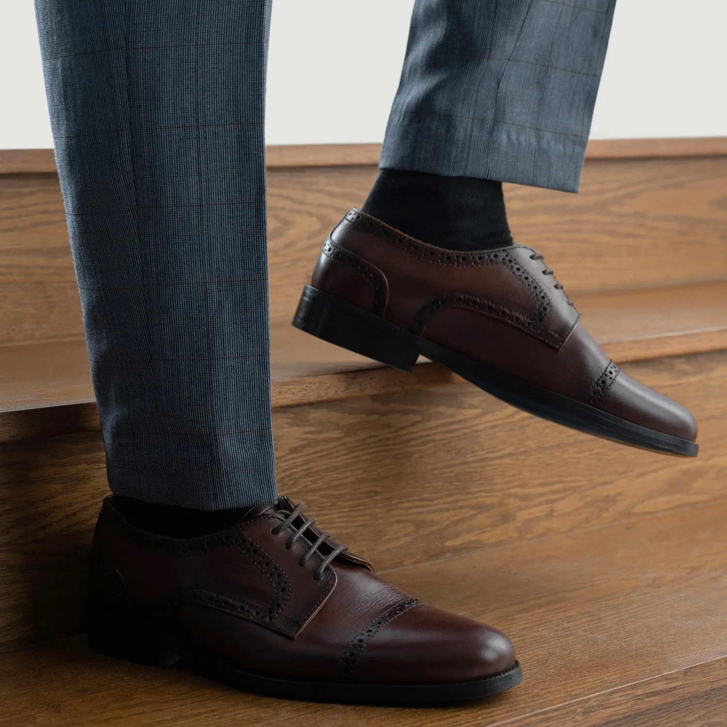 Dirk Brogues Derby Burnished Brown Leather Shoes