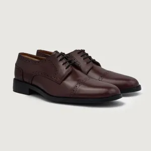 Dirk Brogues Derby Maroon Leather Shoes