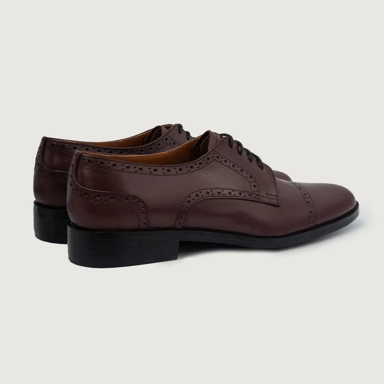 Dirk Brogues Derby Maroon Leather Shoes