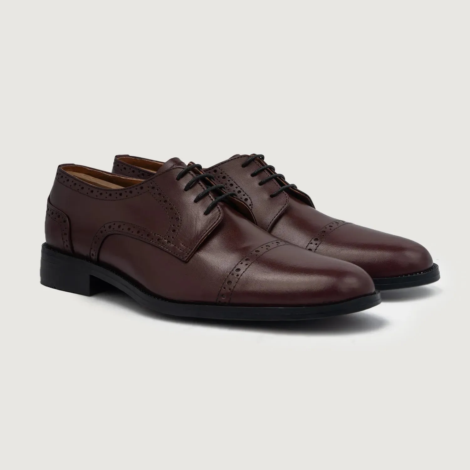 Dirk Brogues Derby Maroon Leather Shoes