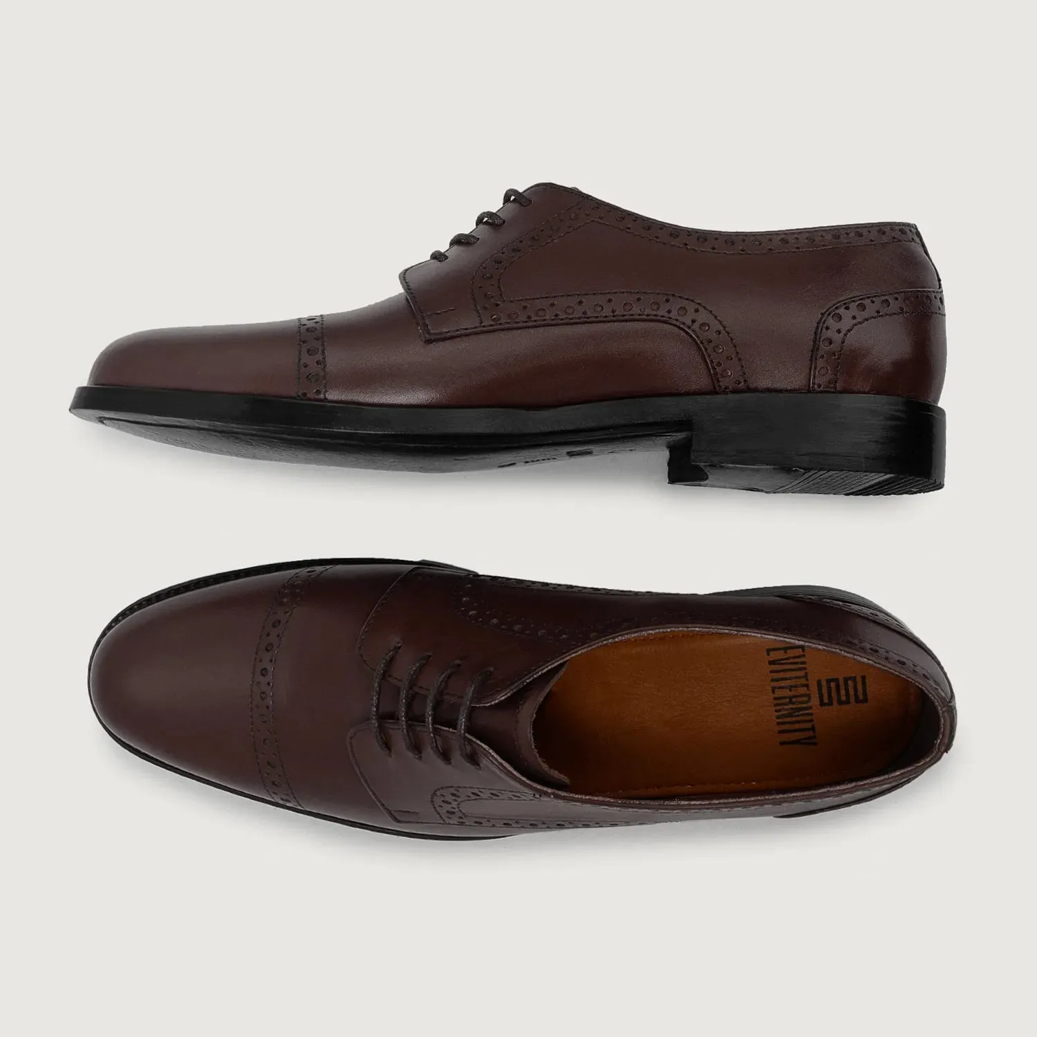 Dirk Brogues Derby Maroon Leather Shoes