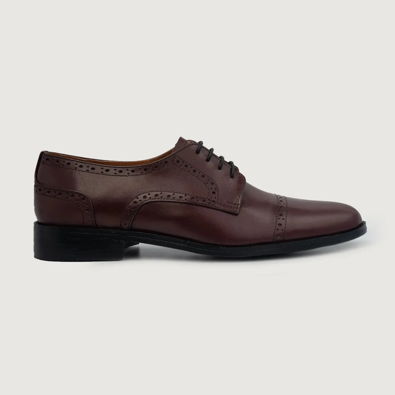 Dirk Brogues Derby Maroon Leather Shoes