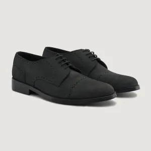 Dirk Brogues Derby Matte Black Nubuck Leather Shoes - StudGuard